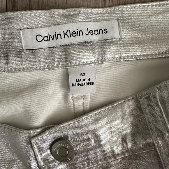 NWT Calvin Klein Metallic Silver Gray Mini Skirt Women’s 32 - Picture 7 of 10